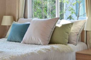 pillows on bed