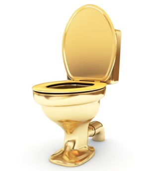 Golden toilet bowl
