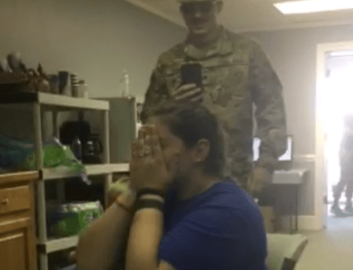 Returning Soldier Surprises His Wife