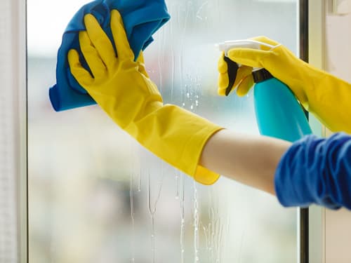 What do professionals use to clean windows